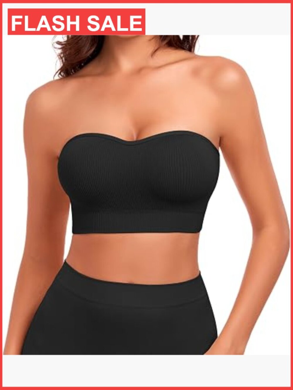 Strapless Push Up Bandeau Bra Wireless Non Slip Removable Pads Multi-Way Straps